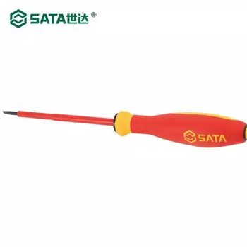 Изолированная отвертка с трехцветной ручкой серии SATA G, 3,5 100 мм, трехцветная отвертка 61310