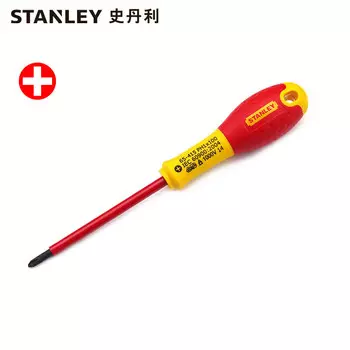 Изолированная отвертка STANLEY с двухцветной ручкой Phillips PH1x100mm 65-415-14 1 комплект (всего 2 шт.)
