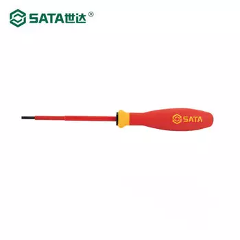 Изолированная плоская отвертка серии SATA G VDE 6,5x150 мм 61315-сливовая маленькая отвертка