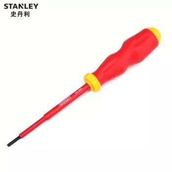 Изолированная шлицевая отвертка Stanley/STANLEY 3,0x100 мм. Отвертка для электрика. Магнитная высоковольтная отвертка 65-966-22. Может быть изготовлена по индивидуальному заказу.