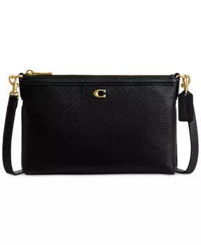 Изящная сумка-кроссбоди Legacy Zip Top Small из кожи Pebble COACH, коричневый