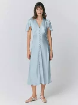 Изящное атласное платье с v-образным вырезом Ghost, светло-синий