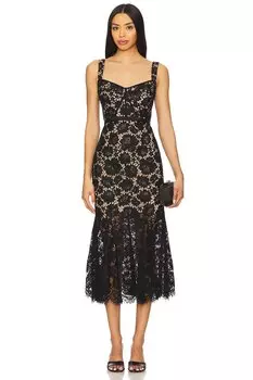 Изящное кружевное платье миди Self-Portrait, black