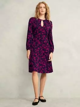 Изящное трикотажное платье в цветочек Hobbs, цвет Navy/Pink