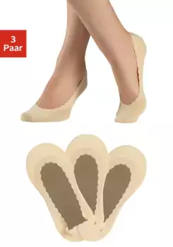 Изящные пинетки LASCANA (упаковка, 3 пары), не объемные, на хлопковой подошве, цвет 3 X Natur