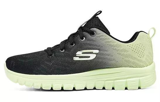 Изящные туфли Lifestyle женские с низким верхом черного/зеленого цвета Skechers