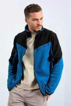 Изумрудная двухцветная мужская толстовка с воротником-стойкой на молнии стандартной формы TOMMYLIFE