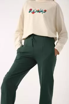 Изумрудно-зеленые спортивные штаны с эластичной резинкой на талии и карманами ALL DAY