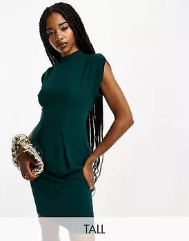 Изумрудное платье мини с поясом и завязкой на талии Closet London Tall