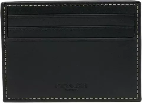 Изысканный футляр для визиток из жаккарда Micro Signature COACH, цвет Amazon Green