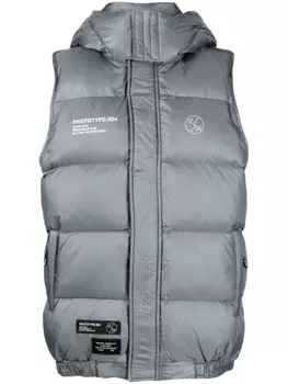 izzue detachable-hood quilted down gilet, серый