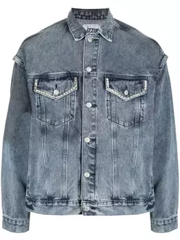 izzue detachable-sleeves button-up denim jacket, синий