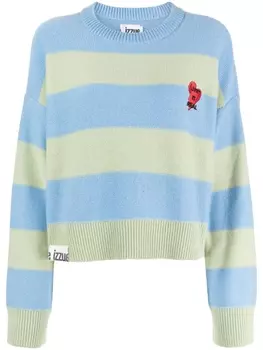 izzue джемпер из смесовой шерсти с нашивкой, синий