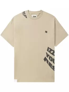 izzue футболка с логотипом, коричневый