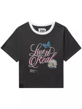 izzue футболка с принтом, серый