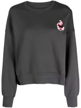 izzue logo-embroidered sweatshirt, серый