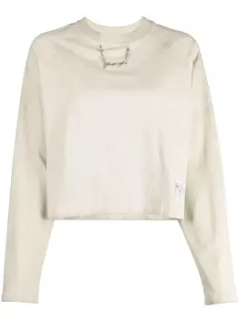 izzue logo-plaque long-sleeve cotton T-shirt, серый