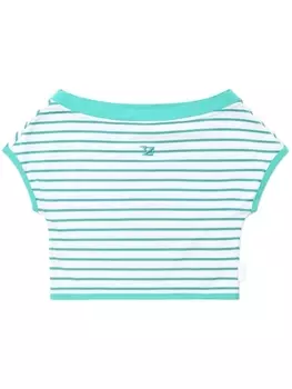 izzue полосатая футболка с открытыми плечами, белый