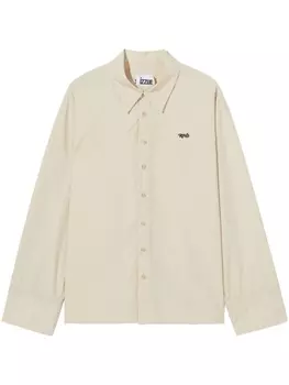 izzue рубашка с вышитым логотипом, нейтральный цвет