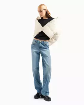 J52 Женские джинсы с низкой талией и широкими штанинами Armani Exchange, голубой