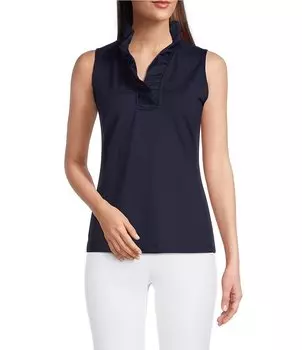 J.McLaughlin Durham Топ без рукавов с рюшами и V-образным вырезом, синий