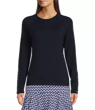 J.McLaughlin Джемей Свитер с круглым вырезом и пуговицами с рукавами реглан, синий