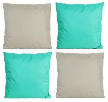 JACK 4 подушки для отдыха на открытом воздухе размером 45x45 см. Декоративные подушки разных цветов, включая наполнитель, водонепроницаемая подушка для сиденья, садовый стул, цвет: 2x слоновая кость - 2x серо-коричневый Coen Bakker, аква