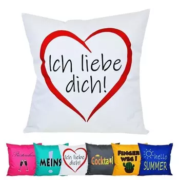 JACK 50x50 см Мотив Подушка для отдыха на открытом воздухе Декоративная подушка, включая XXL Водоотталкивающую подушку для сиденья с наполнителем Садовый стул Эффект лотоса Забавный цвет: I Love You