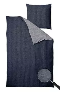 JACK by Dormisette 1B Fine Beaver Двустороннее постельное белье 135 x 200 см, 2 предмета, темно-синий с узором «елочка», серый