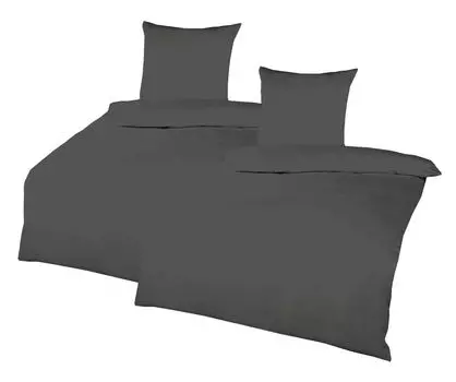 JACK by Kaeppel 135x200см Высококачественное однотонное постельное белье из тонкого льна, 4 предмета, однотонный белый/антрацит, цвет: антрацит