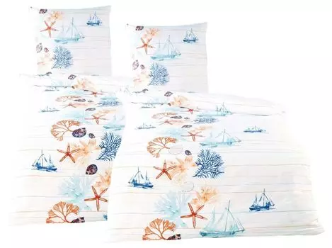 JACK by Kaeppel 4 шт. Элегантное постельное белье из сирсакера 135х200см Coraline Sea Dream Aqua Rust White