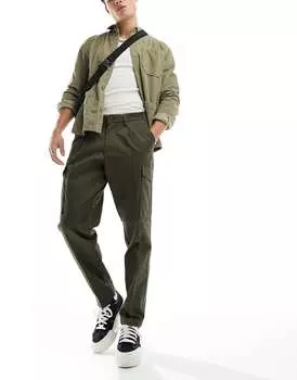 Jack & Jones элегантные зауженные брюки-карго со складками спереди цвета хаки