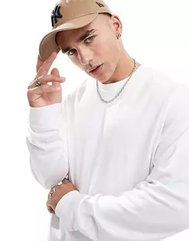 Jack & Jones – белая футболка оверсайз с длинными рукавами