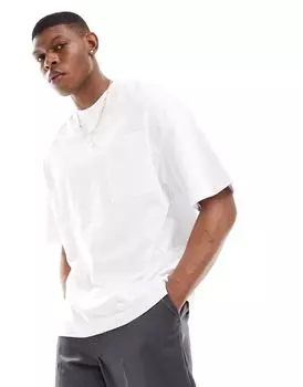 Jack & Jones – белая футболка оверсайз с карманом