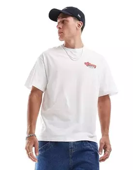 Jack & Jones – Белая футболка оверсайз с принтом цветущей вишни на спине