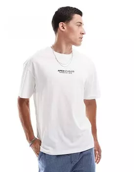 Jack & Jones – Белая> футболка оверсайз с принтом Apex> на спине