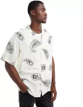 Jack & Jones — белая рубашка с принтом пейсли и лацканами
