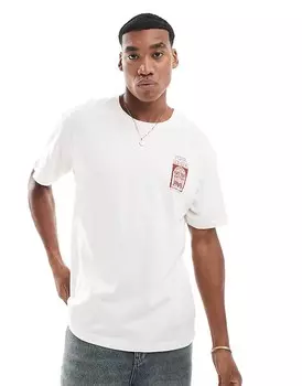 Jack & Jones – бежевая футболка оверсайз с принтом и надписью Porta Romana