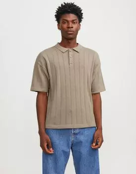 Jack & Jones — бежевая трикотажная рубашка-поло оверсайз