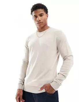 Jack & Jones – бежевый свитер с круглым вырезом и нежной тканью
