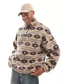 Jack & Jones – бежевый свитер с рисунком из плотной искусственной овчины