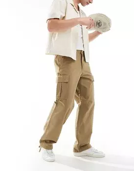 Jack & Jones – Bill Barkley – Бежевые армейские брюки широкого кроя
