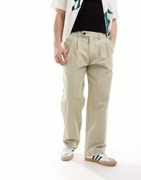 Jack & Jones - Bill - Бежевые брюки со складками и широкими штанинами