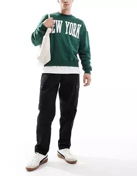 Jack & Jones – Bill – черные брюки-карго широкого кроя