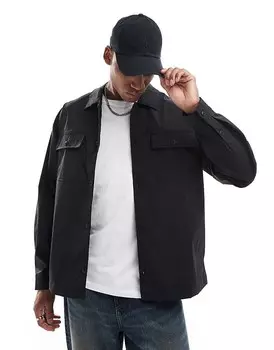 Jack & Jones — черная нейлоновая рубашка оверсайз