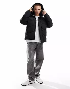 Jack & Jones – Черная утепленная куртка с капюшоном