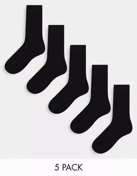 Jack & Jones – Черные носки в наборе из 5 пар