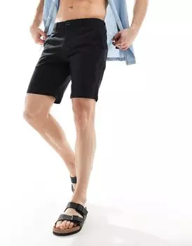 Jack & Jones – черные шорты из смесового льна