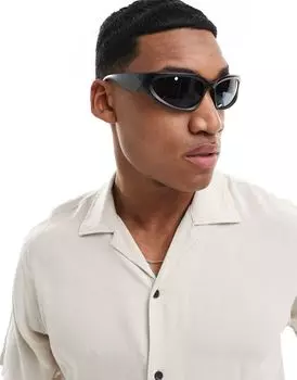 Jack & Jones — черные спортивные солнцезащитные очки с запахом и градиентом