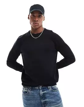 Jack & Jones – черный свитер с круглым вырезом